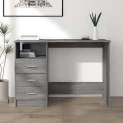 DOC&ET² Bureau Avec Tiroirs Sonoma Gris 110x50x76 Cm Bois D'ingénierie - Gris -France Bureau Soldes 2022 67323713 2