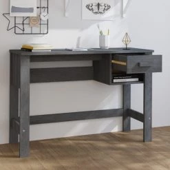 DOC&ET² Bureau Gris Foncé 110x40x75 Cm Bois Massif De Pin - Gris -France Bureau Soldes 2022 67323896 3