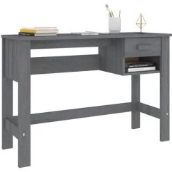 DOC&ET² Bureau Gris Foncé 110x40x75 Cm Bois Massif De Pin - Gris -France Bureau Soldes 2022 67323896 4