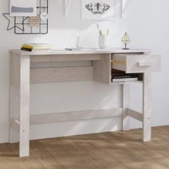 DOC&ET² Bureau Blanc 110x40x75 Cm Bois Massif De Pin - Blanc -France Bureau Soldes 2022 67323923 3