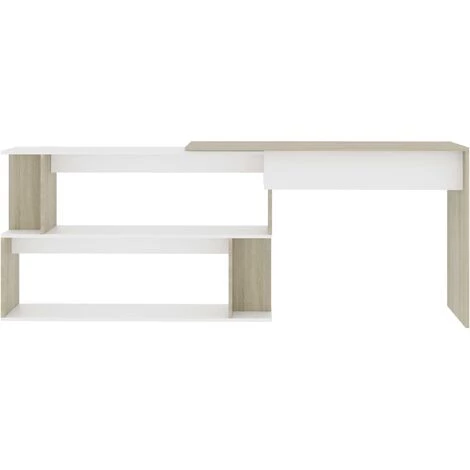 DOC&ET² Bureau D'angle Blanc Et Chêne Sonoma 200x50x76 Cm Aggloméré - Blanc 6 DOC&ET² Bureau D'angle Blanc Et Chêne Sonoma 200x50x76 Cm Aggloméré - Blanc – Image 4
