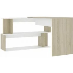 DOC&ET² Bureau D'angle Blanc Et Chêne Sonoma 200x50x76 Cm Aggloméré - Blanc 11 DOC&ET² Bureau D'angle Blanc Et Chêne Sonoma 200x50x76 Cm Aggloméré - Blanc -France Bureau Soldes 2022 67324030 5