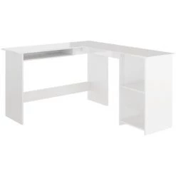 DOC&ET² Bureau D'angle Forme De L Blanc Brillant 120x140x75cm Aggloméré - Blanc