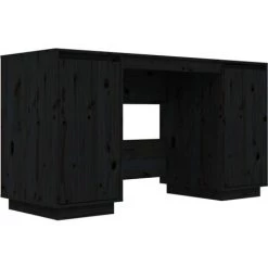DOC&ET² Bureau Noir 140x50x75 Cm Bois Massif De Pin - Noir