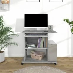 DOC&ET² Bureau D'ordinateur Sonoma Gris 80x50x75 Cm Bois D'ingénierie - Gris -France Bureau Soldes 2022 67324197 3