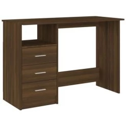 DOC&ET² Bureau Avec Tiroirs Chêne Marron 110x50x76 Cm Bois D'ingénierie - Brun