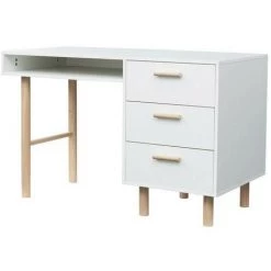 AUTRES Bureau Avec Poignées - Pieds Bois De Pin Blanc - BABETTE 9 AUTRES Bureau Avec Poignées - Pieds Bois De Pin Blanc - BABETTE -France Bureau Soldes 2022 67422384 3