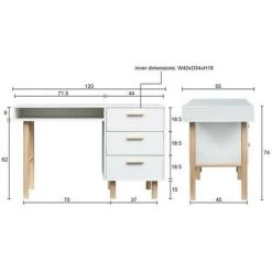 AUTRES Bureau Avec Poignées - Pieds Bois De Pin Blanc - BABETTE 10 AUTRES Bureau Avec Poignées - Pieds Bois De Pin Blanc - BABETTE -France Bureau Soldes 2022 67422384 4