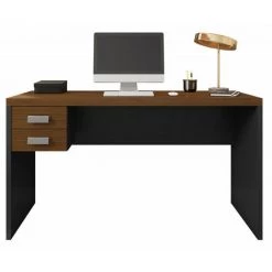 BEAUX MEUBLES PAS CHERS Bureau 136 Cm Chêne Et Noir 2 Tiroirs