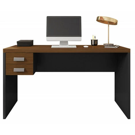 BEAUX MEUBLES PAS CHERS Bureau 136 Cm Chêne Et Noir 2 Tiroirs 3 BEAUX MEUBLES PAS CHERS Bureau 136 Cm Chêne Et Noir 2 Tiroirs