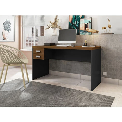 BEAUX MEUBLES PAS CHERS Bureau 136 Cm Chêne Et Noir 2 Tiroirs 7 BEAUX MEUBLES PAS CHERS Bureau 136 Cm Chêne Et Noir 2 Tiroirs – Image 5