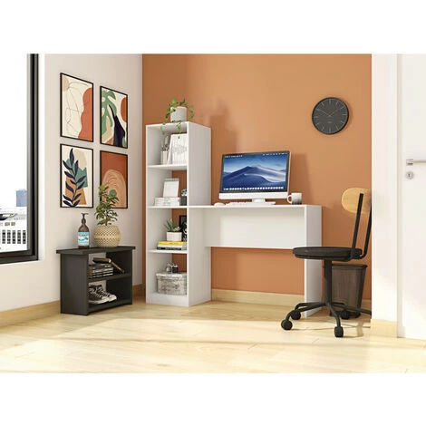 BEAUX MEUBLES PAS CHERS Bureau Et Bibus Intégré Blanc 5 BEAUX MEUBLES PAS CHERS Bureau Et Bibus Intégré Blanc – Image 3