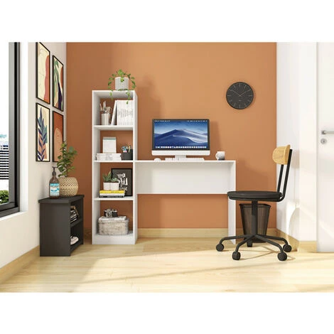 BEAUX MEUBLES PAS CHERS Bureau Et Bibus Intégré Blanc 6 BEAUX MEUBLES PAS CHERS Bureau Et Bibus Intégré Blanc – Image 4