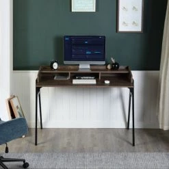 URBAN MEUBLE Bureau Industriel Rangement 3 Colonnes Bois Foncé 9 URBAN MEUBLE Bureau Industriel Rangement 3 Colonnes Bois Foncé -France Bureau Soldes 2022 67547341 3