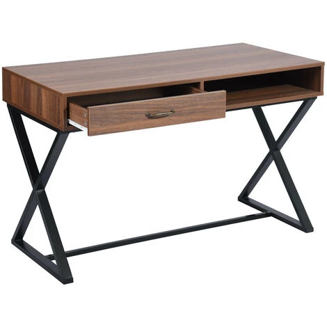 URBAN MEUBLE Bureau Scandinave Rangement 2 Tiroirs Bois Foncé 4 URBAN MEUBLE Bureau Scandinave Rangement 2 Tiroirs Bois Foncé – Image 2