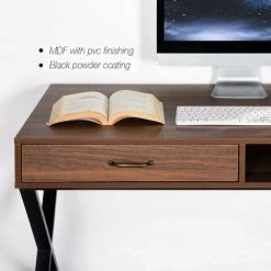 URBAN MEUBLE Bureau Scandinave Rangement 2 Tiroirs Bois Foncé 10 URBAN MEUBLE Bureau Scandinave Rangement 2 Tiroirs Bois Foncé -France Bureau Soldes 2022 67549489 4