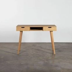 Bureau En Plaqué Chêne 2 Tiroirs 1 Niche Harper Arne Lykke - Bois Clair -France Bureau Soldes 2022 67620601 5