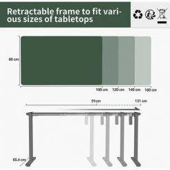 FEZIBO Bureau Assis Debout Électrique - 100*60 Cm Bureau Table Debout Réglable En Hauteur Avec Plateau Entier, Panneau Contrôle à Fonction Mémoire, Système Anti-Collision Cadre Gris/Planche Marron -France Bureau Soldes 2022 67643282 5
