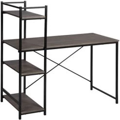 Hommoo Bureau Bibliothèque Avec Rangement - Noir