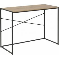 TOILINUX Bureau Sireine En MDF Et Métal - Longueur 100 Profondeur 45 Hauteur 75cm - Marron