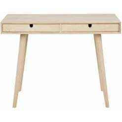 TOILINUX Bureau Diner En Panneau De Particules Avec 2 Tiroirs - Longueur 100 Profondeur 74 Hauteur 74cm - Beige -France Bureau Soldes 2022 67688487 4