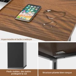 DACCORMAX Table Pliante Polyvalente, Bureau Pliante, Salon De Jardin Exterieur, ?conomiser De L'espace, Antid¨¦rapant, Pour Bureau, Salle ¨¤ Manger, Pique-nique, Camping, Salon, Chambre -France Bureau Soldes 2022 67689285 4