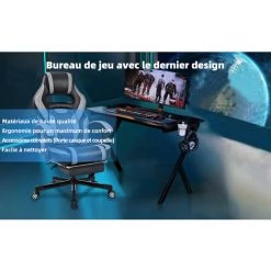 DACCORMAX Bureau Gaming Avec Surface En Style De Fibre De Carbonne, Bureau Gamer Imperm¨¦able, Conception Ergonomique, Bureau Informatique Stable, Plateau De 108x65cm 11 DACCORMAX Bureau Gaming Avec Surface En Style De Fibre De Carbonne, Bureau Gamer Imperm¨¦able, Conception Ergonomique, Bureau Informatique Stable, Plateau De 108x65cm -France Bureau Soldes 2022 67689292 5