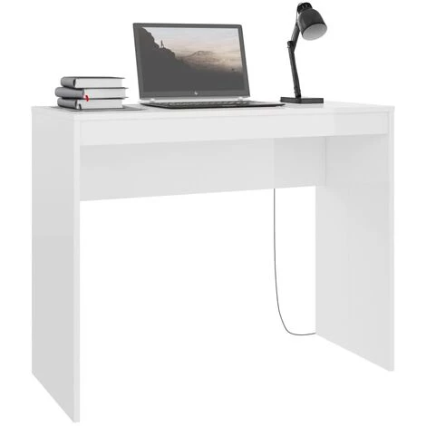 VIDAXL Bureau Blanc Brillant 90 X 40 X 72 Cm Aggloméré - Blanc 5 VIDAXL Bureau Blanc Brillant 90 X 40 X 72 Cm Aggloméré - Blanc – Image 3