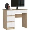 AKORD Bureau Informatique Gauche A-7 Chêne Sonoma 90 Cm Bureau D' Ordinateur (4) Tiroirs Couleur Blanc Brillant - 90x50x77 Cm -France Bureau Soldes 2022 67860098 1