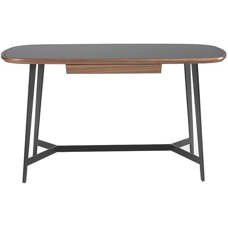 LES TENDANCES Bureau Plateau En Verre Noir Et Pieds En Acier Nany 6 LES TENDANCES Bureau Plateau En Verre Noir Et Pieds En Acier Nany – Image 4