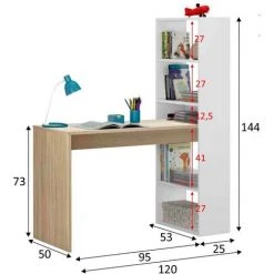 LÚZETE - BUREAU AVEC ÉTAGÈRE RÉVERSIBLE SALTHOLMEN - Chêne/blanc 7 LÚZETE - BUREAU AVEC ÉTAGÈRE RÉVERSIBLE SALTHOLMEN - Chêne/blanc -France Bureau Soldes 2022 67871325 3