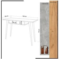 COTECOSY Bureau 2 Tiroirs Svala Blanc Et Chêne Clair - Blanc / Chêne -France Bureau Soldes 2022 67946808 4
