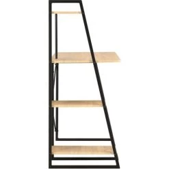 LangRay Meubles Bureau Avec étagère Noir Et Chêne 102x50x117 Cm -France Bureau Soldes 2022 68148666 3