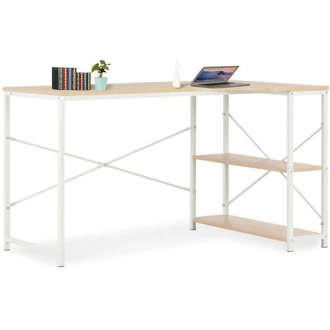 LangRay Meubles Bureau D'ordinateur Blanc Et Chêne 120 X 72 X 70 Cm 3 LangRay Meubles Bureau D'ordinateur Blanc Et Chêne 120 X 72 X 70 Cm