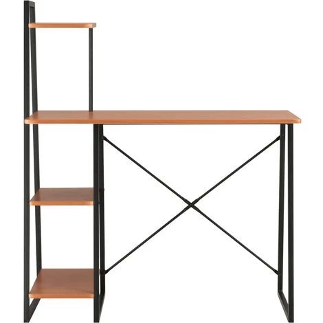 LangRay Meubles Bureau Avec étagère Noir Et Marron 102x50x117 Cm 4 LangRay Meubles Bureau Avec étagère Noir Et Marron 102x50x117 Cm – Image 2