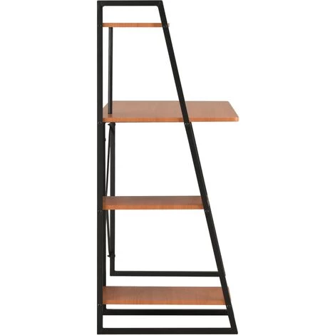 LangRay Meubles Bureau Avec étagère Noir Et Marron 102x50x117 Cm 5 LangRay Meubles Bureau Avec étagère Noir Et Marron 102x50x117 Cm – Image 3