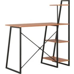 LangRay Meubles Bureau Avec étagère Noir Et Marron 102x50x117 Cm 10 LangRay Meubles Bureau Avec étagère Noir Et Marron 102x50x117 Cm -France Bureau Soldes 2022 68149852 4