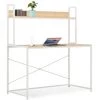 LangRay Meubles Bureau D'ordinateur Blanc Et Chêne 120 X 60 X 138 Cm