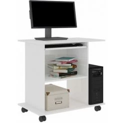 LangRay Meubles Bureau D'ordinateur Blanc Brillant 80x50x75 Cm Aggloméré -France Bureau Soldes 2022 68150811 3