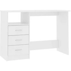LangRay Meubles Bureau Avec Tiroirs Blanc 110x50x76 Cm Bois D'ingénierie 8 LangRay Meubles Bureau Avec Tiroirs Blanc 110x50x76 Cm Bois D'ingénierie -France Bureau Soldes 2022 68152023 2