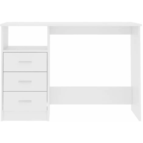 LangRay Meubles Bureau Avec Tiroirs Blanc 110x50x76 Cm Bois D'ingénierie 6 LangRay Meubles Bureau Avec Tiroirs Blanc 110x50x76 Cm Bois D'ingénierie – Image 4