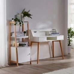 Bureau D'écriture En Bois Avec Rangement Teamson Home Creativo, Naturel - Blanc