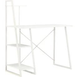 LangRay Meubles Bureau Avec étagère Blanc 102x50x117 Cm
