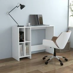 LangRay Meubles Bureau D'ordinateur Portable Blanc 102,5x35x75 Cm Aggloméré