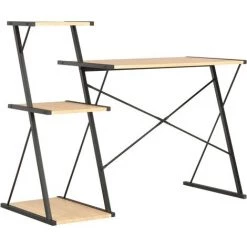 LangRay Meubles Bureau Avec étagère Noir Et Chêne 116x50x93 Cm 10 LangRay Meubles Bureau Avec étagère Noir Et Chêne 116x50x93 Cm -France Bureau Soldes 2022 68278994 4