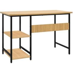 LangRay Meubles Bureau D'ordinateur Noir/chêne Clair 105x55x72 Cm MDF Et Métal 11 LangRay Meubles Bureau D'ordinateur Noir/chêne Clair 105x55x72 Cm MDF Et Métal -France Bureau Soldes 2022 68279801 5