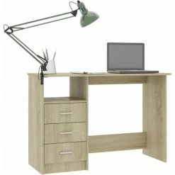 LangRay Meubles Bureau Avec Tiroirs Chêne Sonoma 110x50x76 Cm Aggloméré -France Bureau Soldes 2022 68280093 3