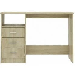 LangRay Meubles Bureau Avec Tiroirs Chêne Sonoma 110x50x76 Cm Aggloméré -France Bureau Soldes 2022 68280093 4