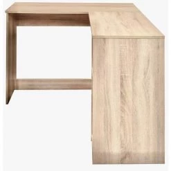 NINGX Bureau D'ordinateur D'angle En Bois En Forme De L Avec 2 étagères De Rangement, Repose-Pieds, Grande Structure Robuste Poste De Travail Pour La Maison Le Bureau En Hêtre 120x100x75cm -France Bureau Soldes 2022 68316880 3