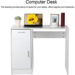 NINGX Bureau D'ordinateur De Style Moderne Avec Tiroirs Et 1 Porte Blanc 90 X 45 X 70 Cm 9 NINGX Bureau D'ordinateur De Style Moderne Avec Tiroirs Et 1 Porte Blanc 90 X 45 X 70 Cm -France Bureau Soldes 2022 68318005 4